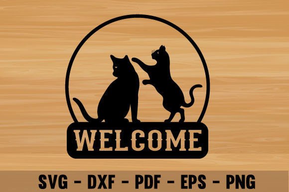 Cat Welcome Design Laser Cut Wall Decor