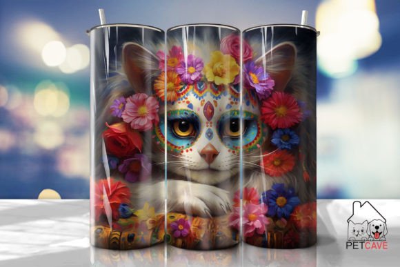 Colorful Sugar Skull Cat Tumbler Wrap Review