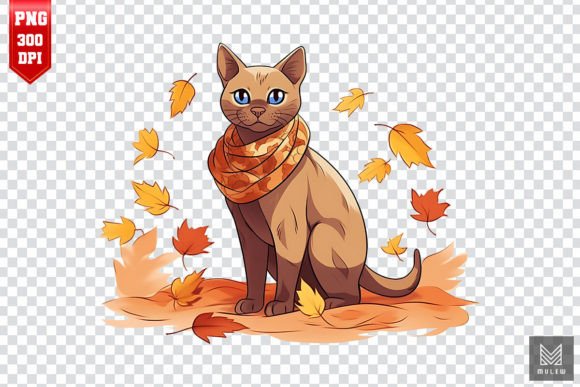 Cute Burmese Cat in Autumn Clipart Review