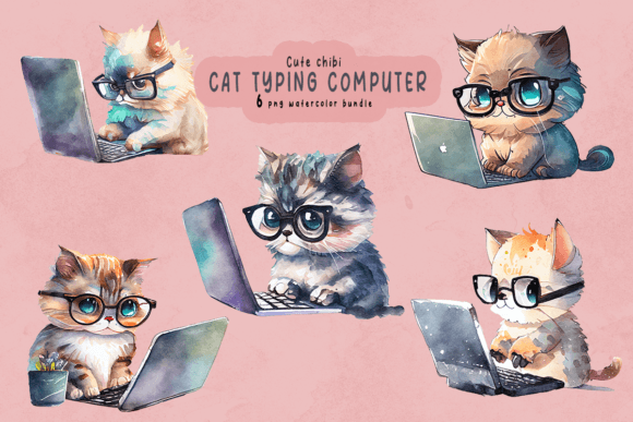 Cute Cat Typing Computer Clipart Bundle Review