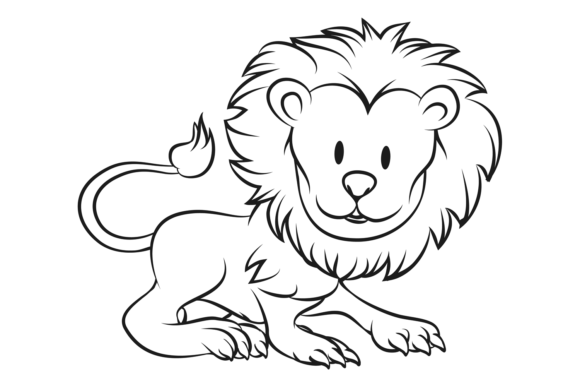 Lion in Line Style Big African Cat Draw