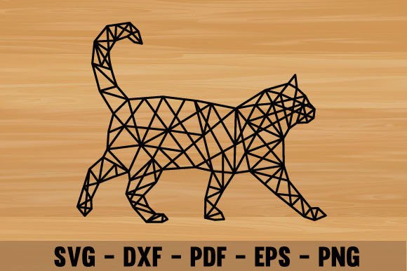 Metal Cat Art Laser Geometric Decor